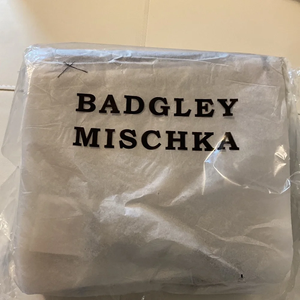 Badgley Mischka Fur Sherpa Border Satchel Bag in Black & Beige